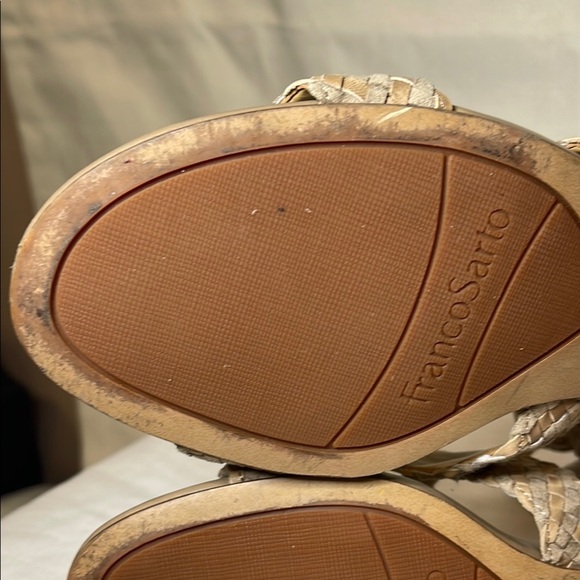 Franco Sarto Tan Textured Leather & Suede (upper) Woven Sandals - Picture 9 of 12